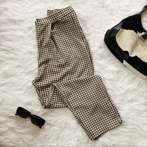 H&M Cream / Black Plaid Printed Trousers